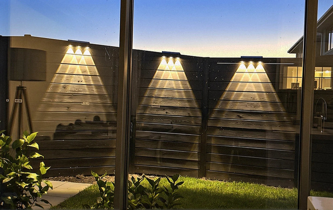 A home lit after dark