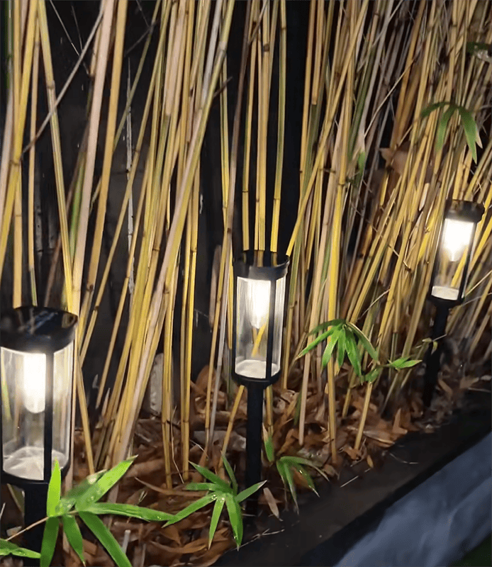 A home lit after dark